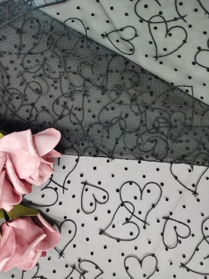 100% Polyester Tulle Mesh Dicetak Kain Renda AZO Gratis