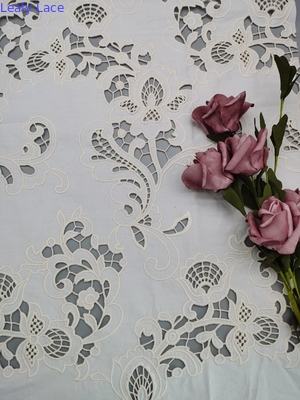 100% Katun Bordir Lubang Kain Laser Cut 3D Bordir Patch Oleh Leafy