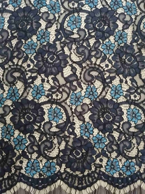 57'' Two Tone Floral Corded Lace Fabric Untuk Pakaian Wanita