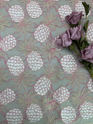Nanas Two Tone Corded Lace Fabric Untuk Pakaian Anak-Anak Lebar 140cm