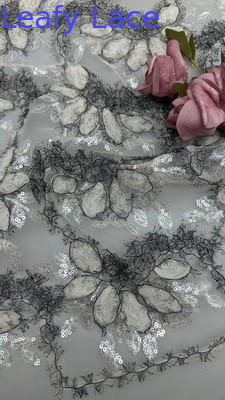 100% Polyester Sequin Kain renda logam mewah bernapas dan elegan Sequin Kain