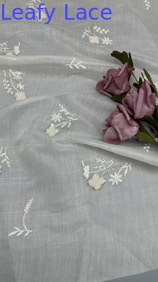 Kain renda Chantilly Prancis bertalian renda jaring Sequin mewah untuk gaun malam dan desain mode