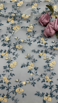 Bunga Berwarna-warni Bordir 100% Poliester Elegan untuk Gaun Pesta