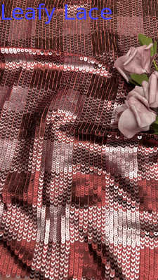 Kain Renda Bordir Payet Kotak-kotak Elegan Berkilau Disesuaikan Koleksi Baru
