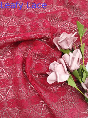 Warna Merah Kain renda empat daun Clover Customized bordir renda murni Pakaian Mode