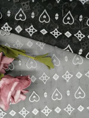 AZO Gratis Tulle Mesh Dicetak Kain Renda Balck Tanah Putih Berkelompok